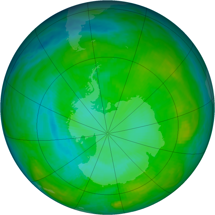 Antarctic ozone map for 19 January 1983
